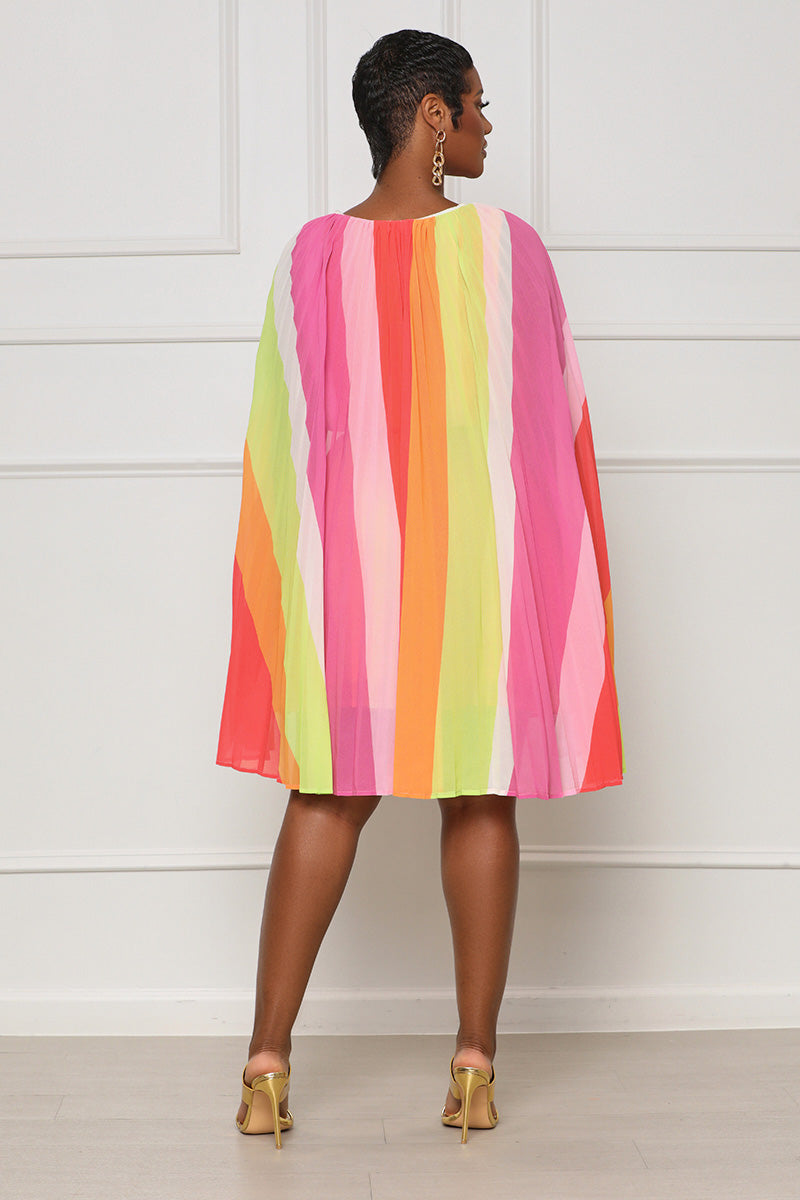 Day Trippin' Pleated Ombre Dress (Red Multi) - Lilly's Kloset