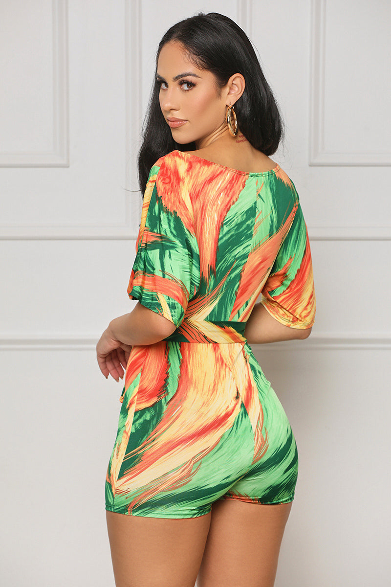 All To Myself Marble Romper (Green Multi) - Lilly's Kloset