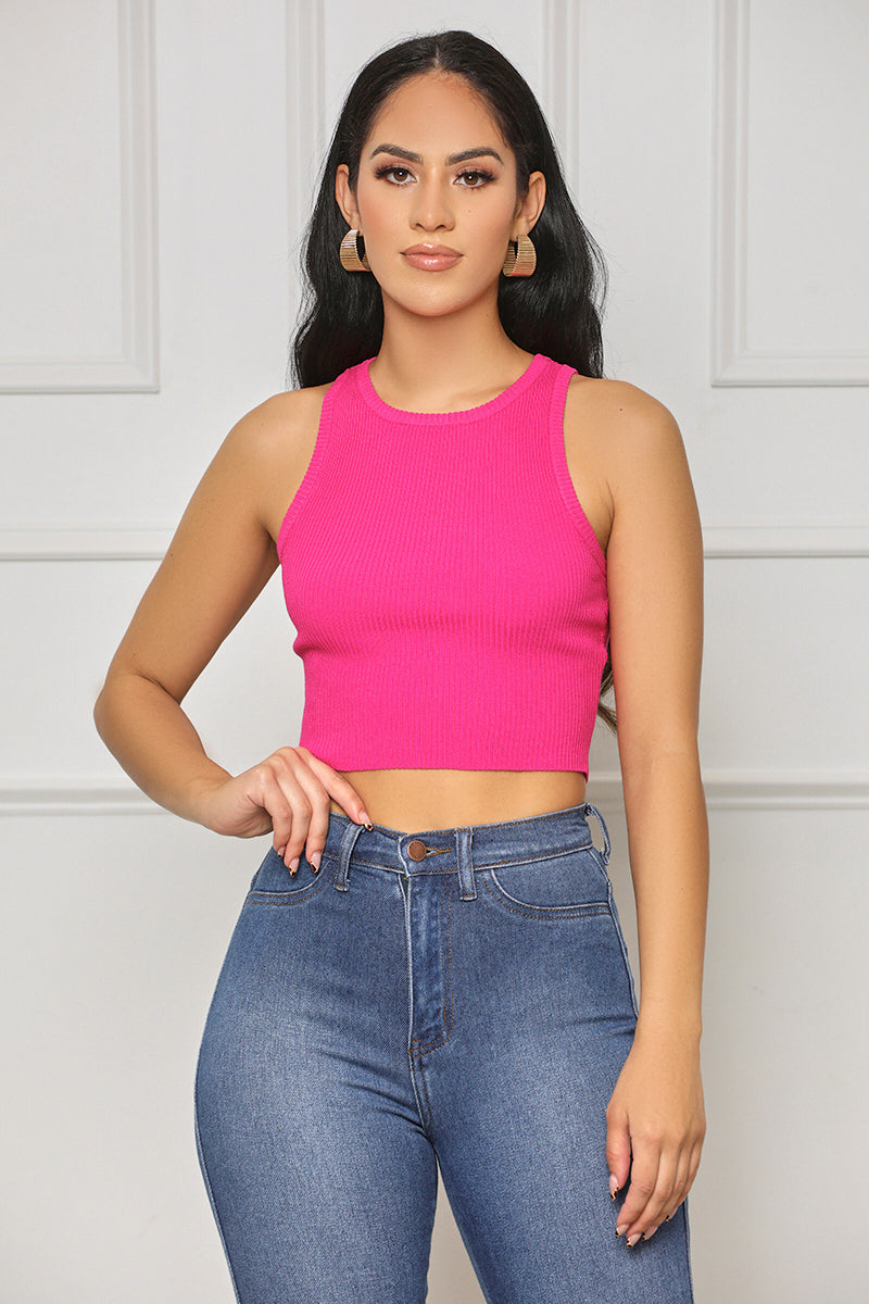 Easy Upgrade Ribbed Crop Top (Pink) - Lilly's Kloset