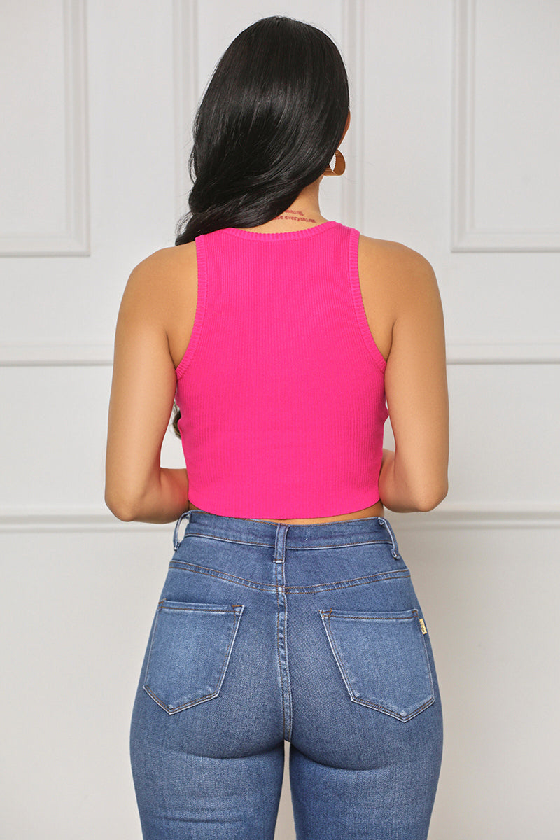 Easy Upgrade Ribbed Crop Top (Pink) - Lilly's Kloset