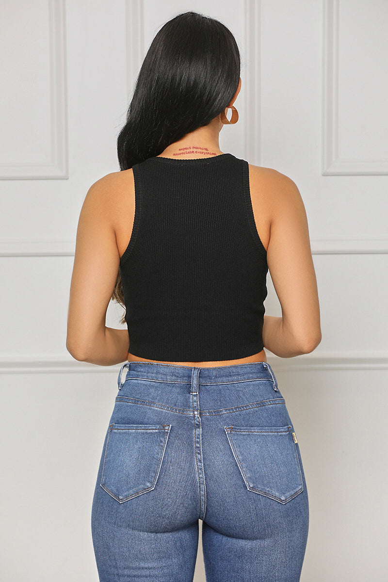 Easy Upgrade Ribbed Crop Top (Black) - Lilly's Kloset