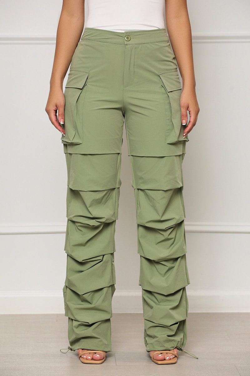 All Truths Ruched Cargo Pants (Green) - Lilly's Kloset