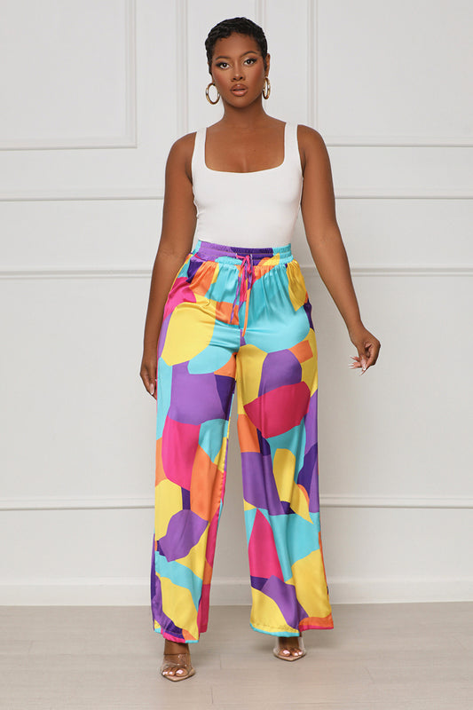 Mixed Feelings Abstract Pants (Purple Multi) - Lilly's Kloset