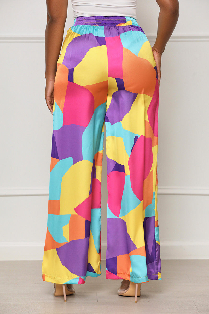 Mixed Feelings Abstract Pants (Purple Multi) - Lilly's Kloset