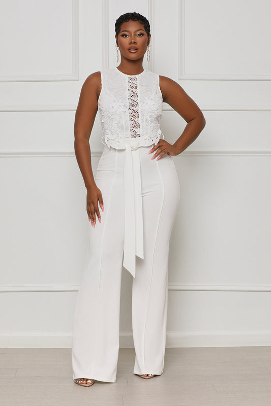 Rare Lace Jumpsuit (White) - Lilly's Kloset