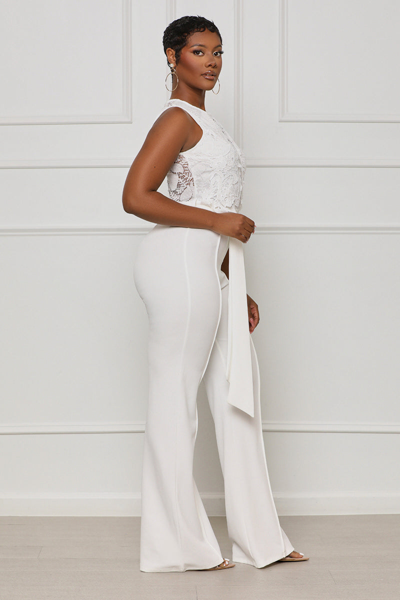 Rare Lace Jumpsuit (White) - Lilly's Kloset