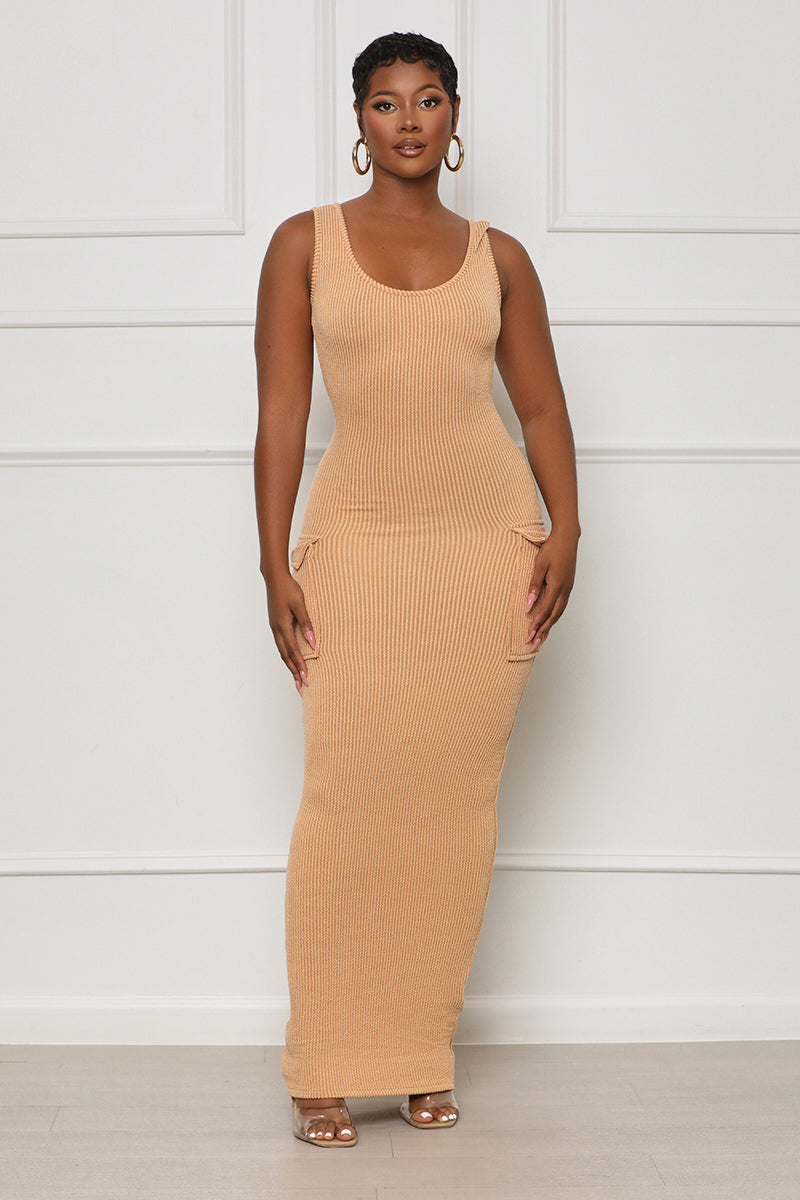 Rest N' Play Ribbed Dress (Camel) - Lilly's Kloset