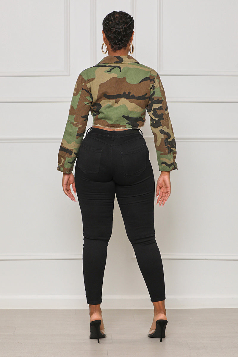 On The Move Camouflage Crop Top (Green Multi) - Lilly's Kloset