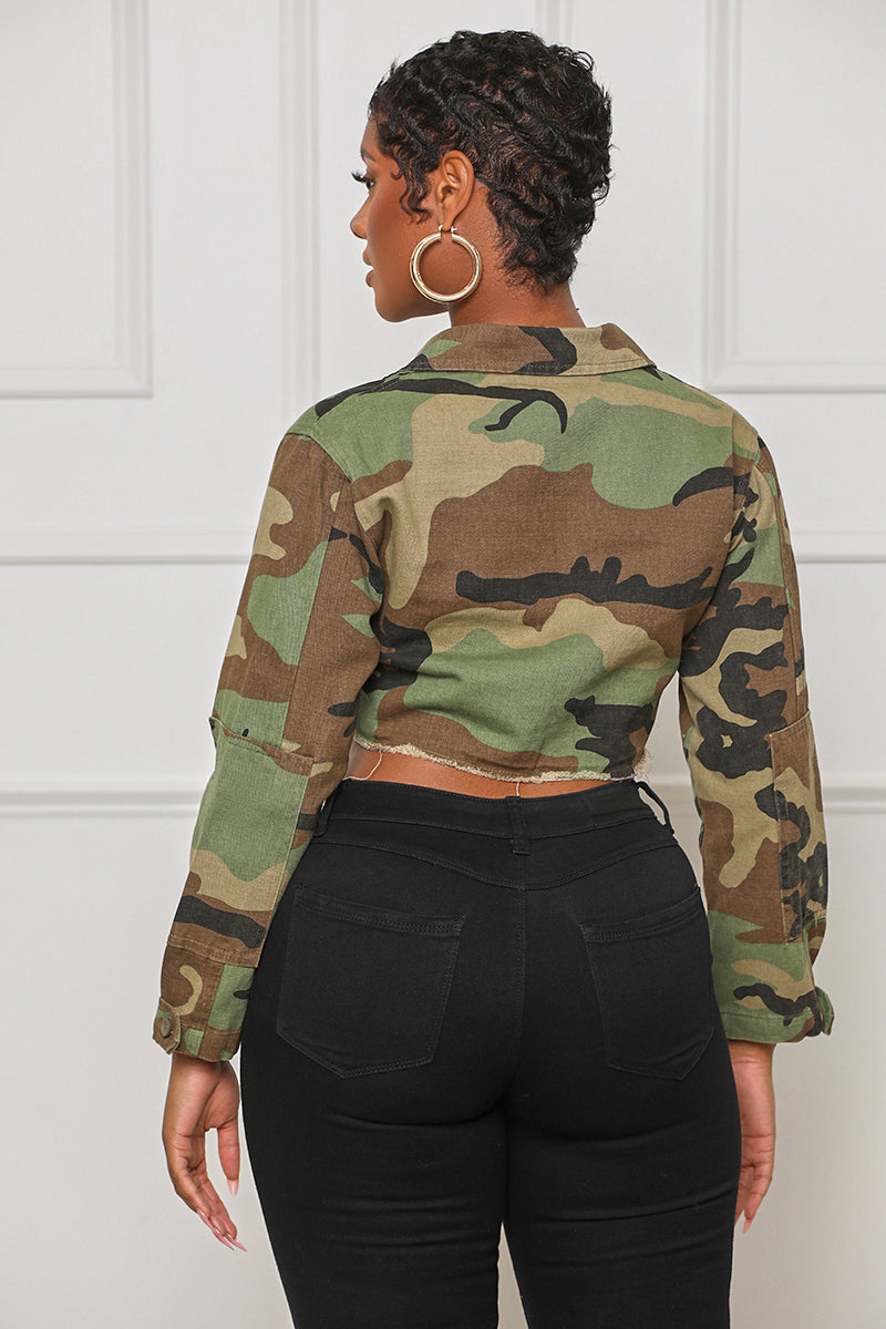 On The Move Camouflage Crop Top (Green Multi) - Lilly's Kloset