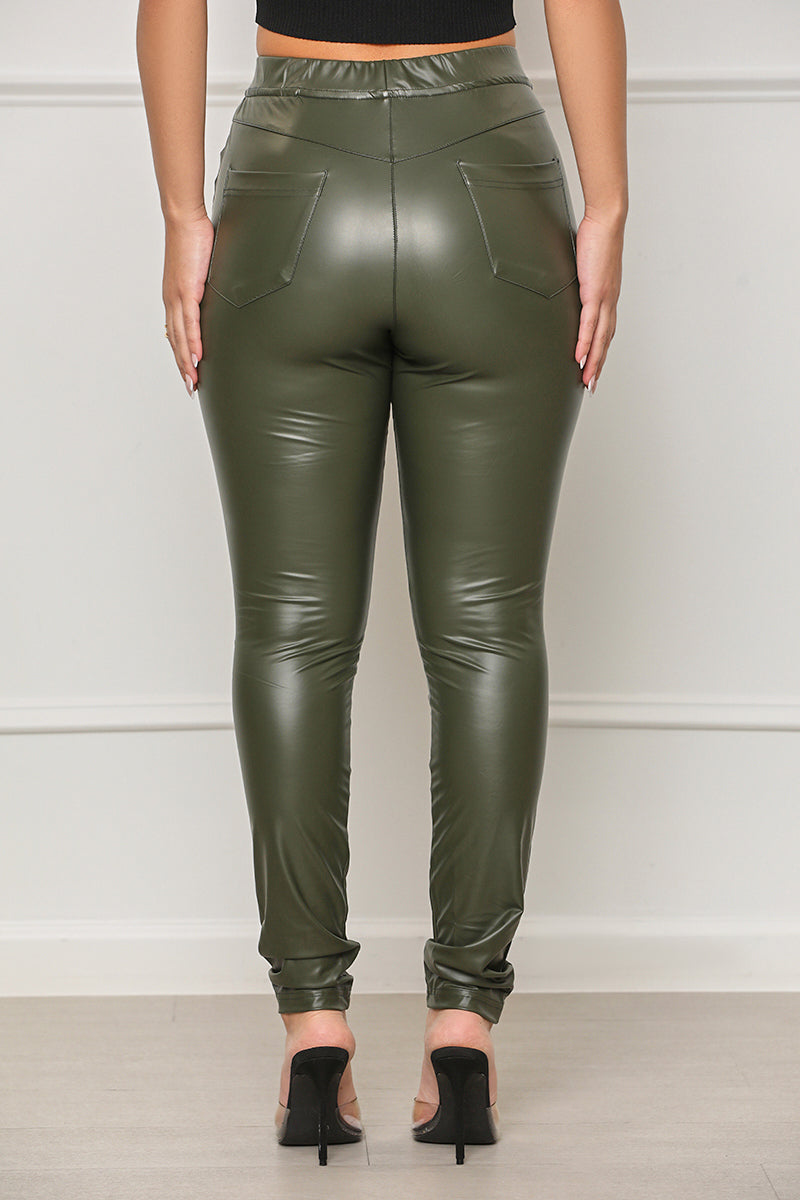 Well Known Faux Leather Leggings (Green) - Lilly's Kloset