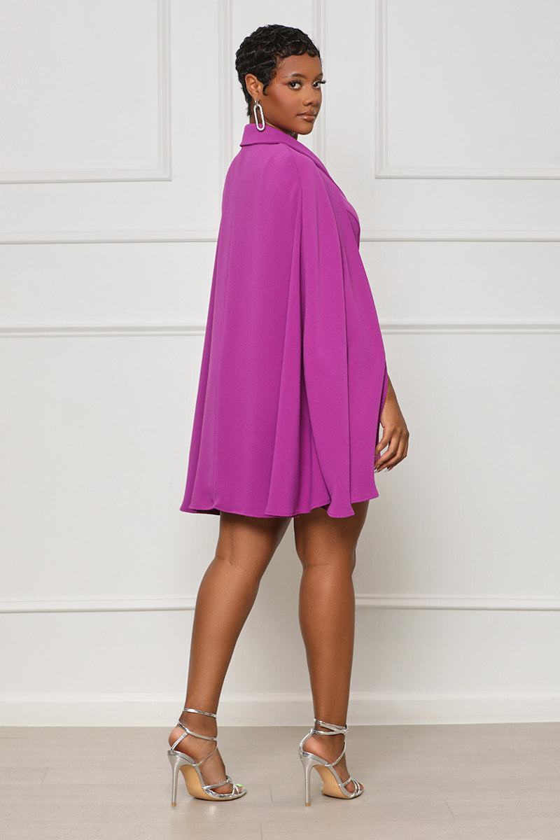 Meet & Greet Me Blazer Cape Dress (Purple) - Lilly's Kloset