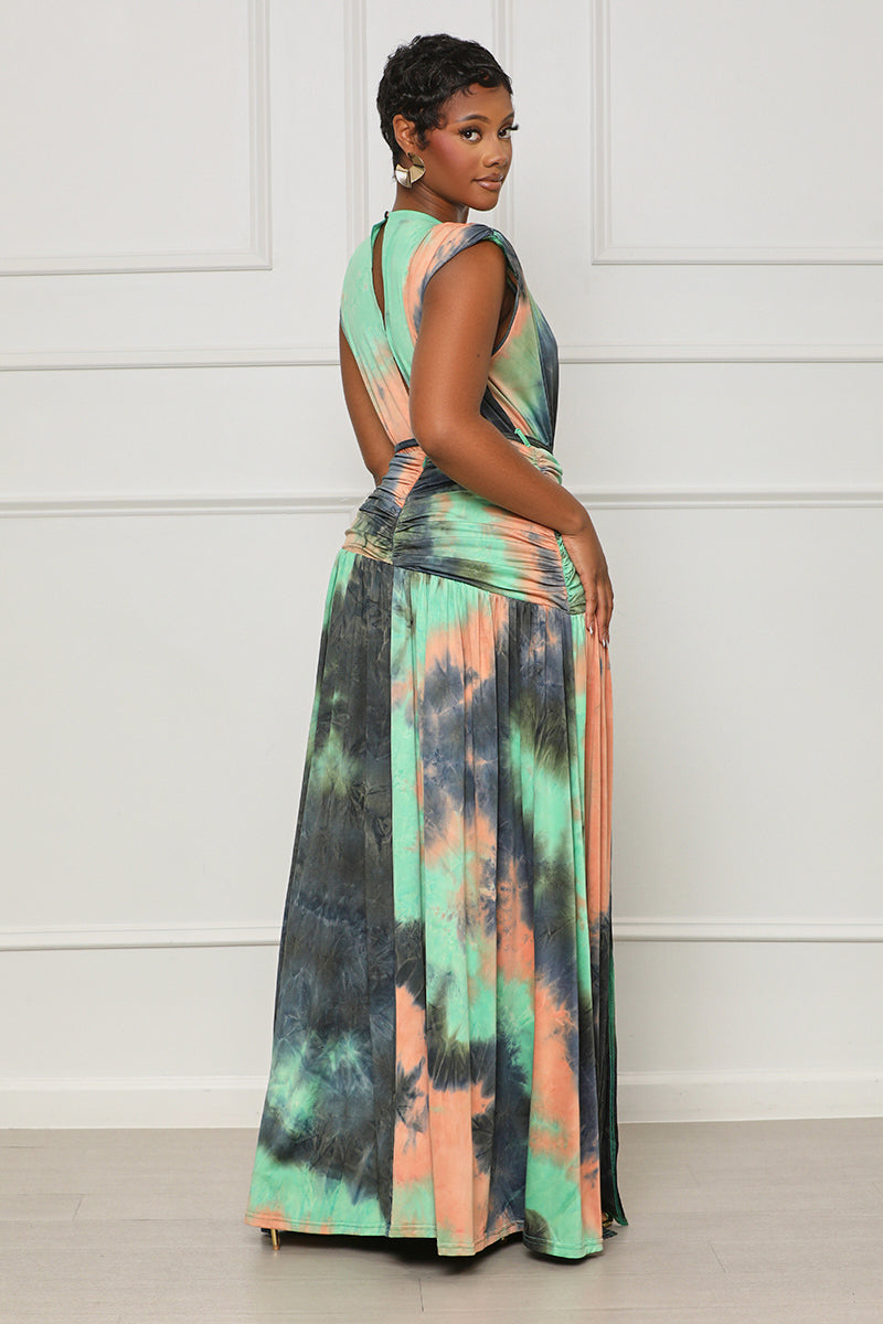 Swept Away Watercolor Maxi Dress (Green Multi) - Lilly's Kloset