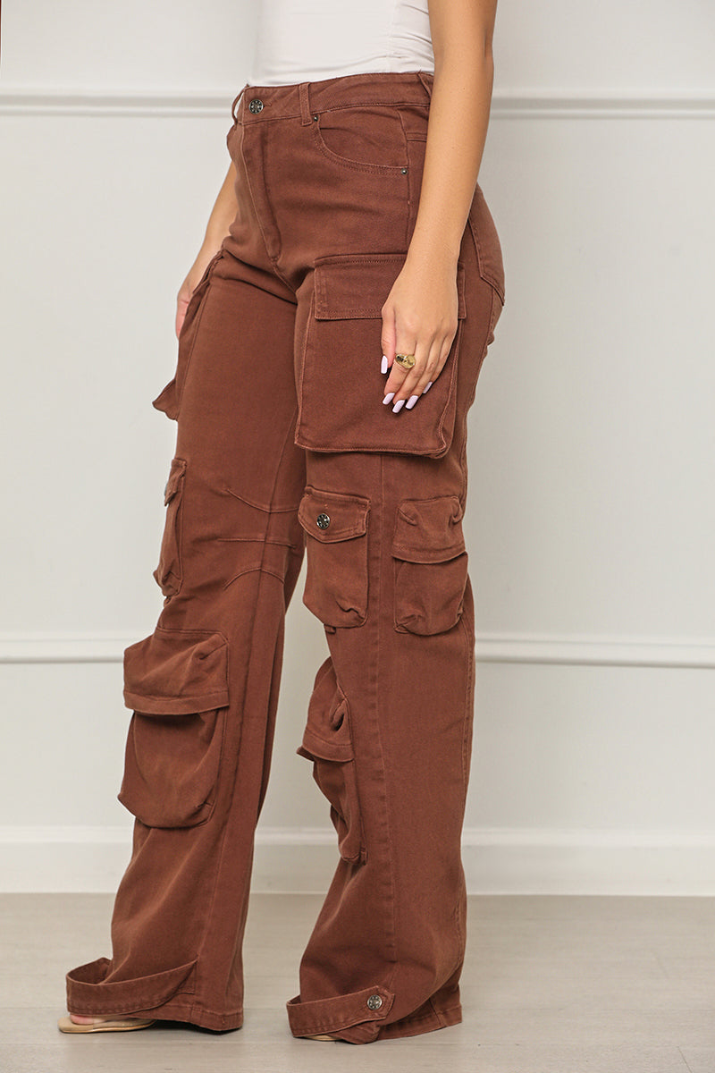 Better Off Cargo Pants (Brown) - Lilly's Kloset
