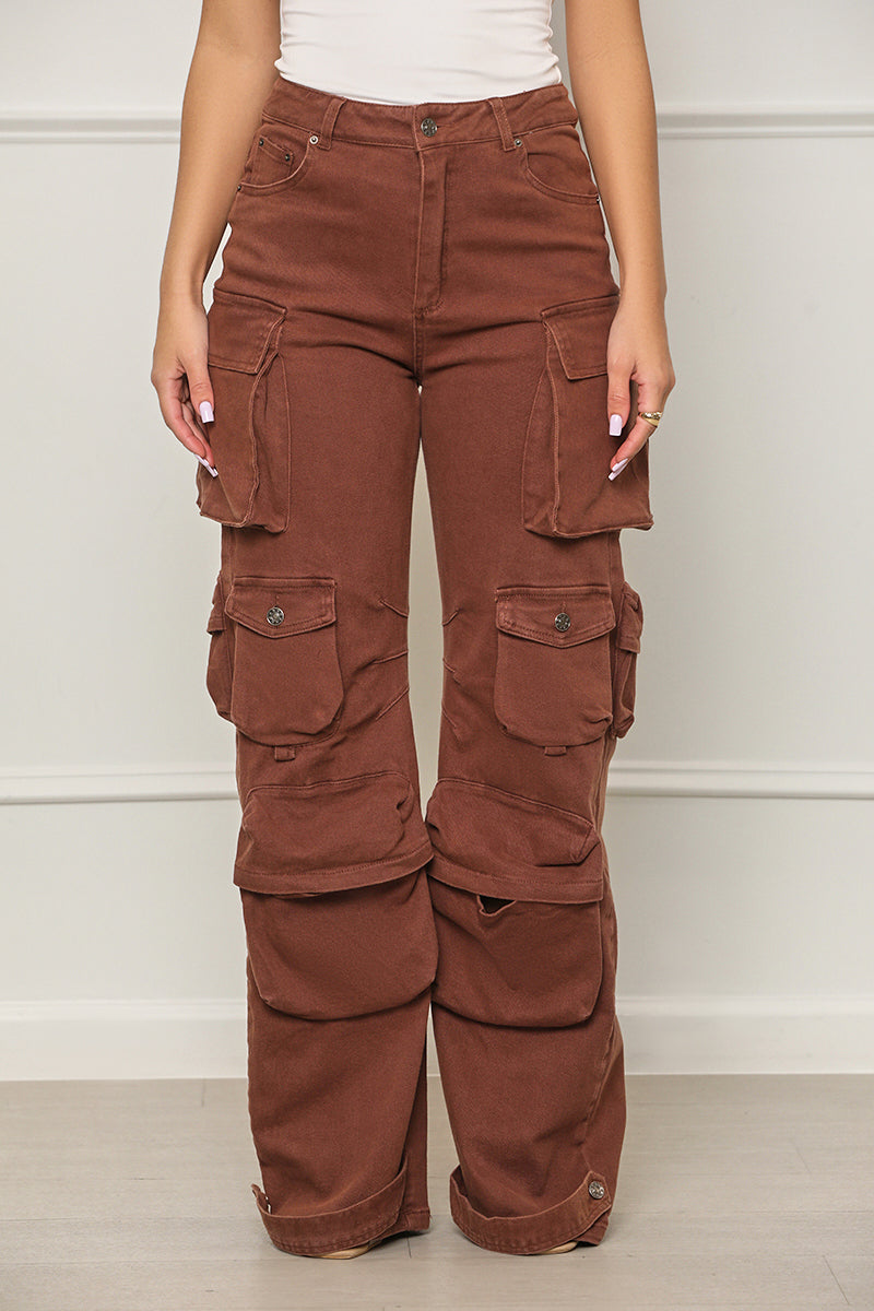 Better Off Cargo Pants (Brown) - Lilly's Kloset