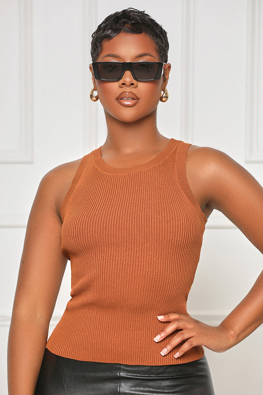 Knit Me Ribbed Tank Top (Chestnut)
