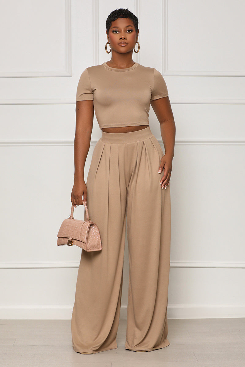 Cool Girl Wide Leg Pants Set (Nude) - Lilly's Kloset