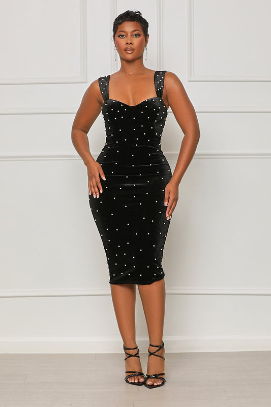 For The Record Sweetheart Pearl Dress (Black Multi) - Lilly's Kloset