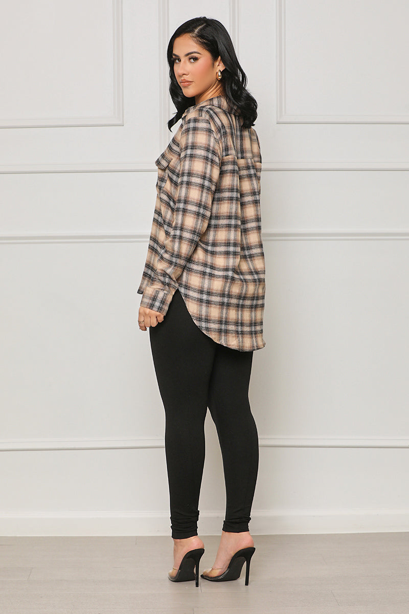 Change Of Plaids Flannel Shirt (Brown Multi) - Lilly's Kloset