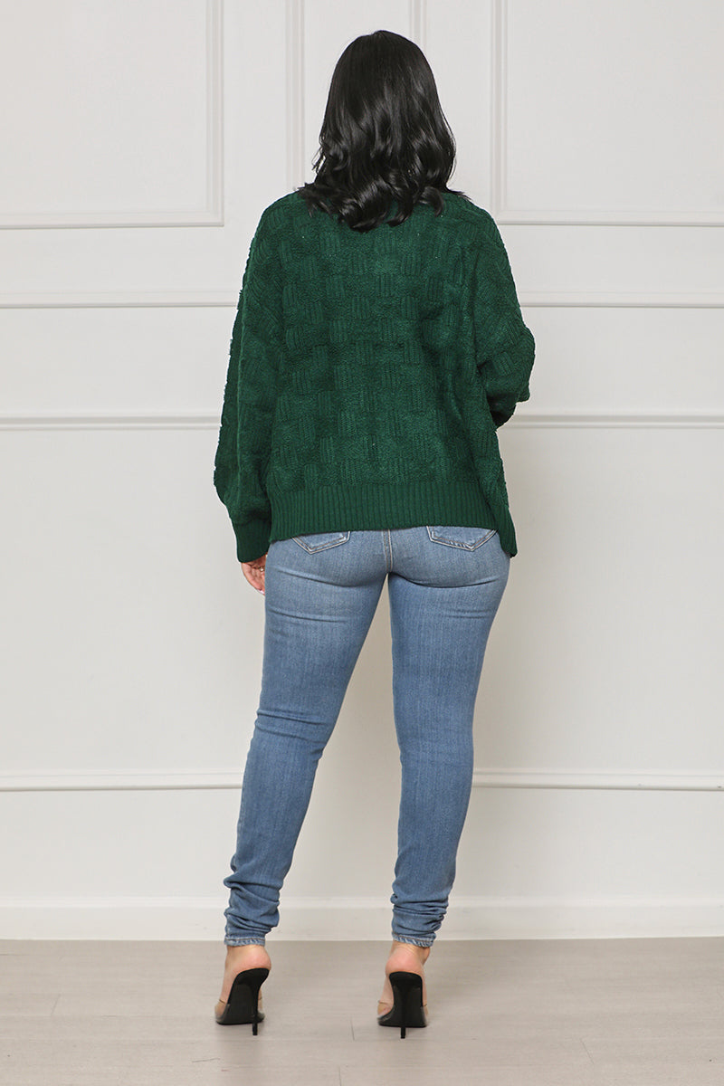 Falls Favorite Oversized Sweater (Green) - Lilly's Kloset