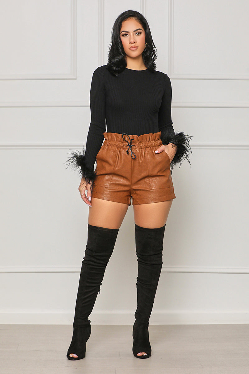 City Sightings Faux Leather Shorts (Brown) - Lilly's Kloset
