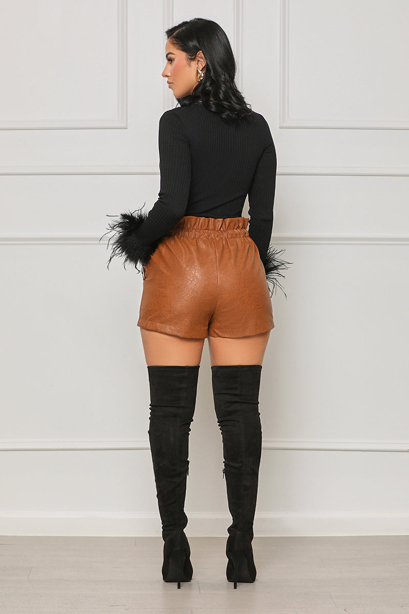 City Sightings Faux Leather Shorts (Brown) - Lilly's Kloset