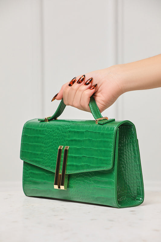 Alfie Structured Croc Bag (Green) - Lilly's Kloset