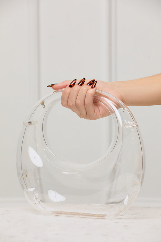 Bess Acrylic Circle Clutch (Clear)
