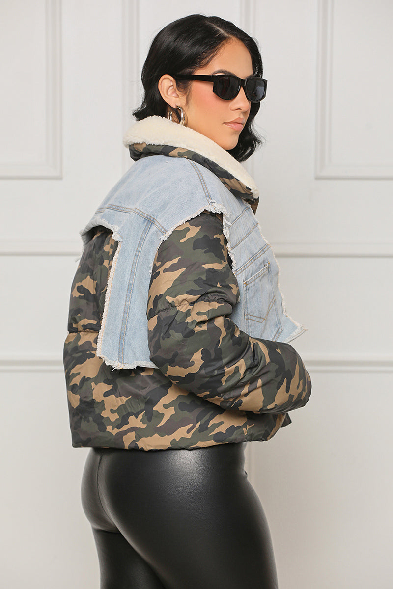 On The Hunt Camo Crop Jacket (Green Multi) - Lilly's Kloset