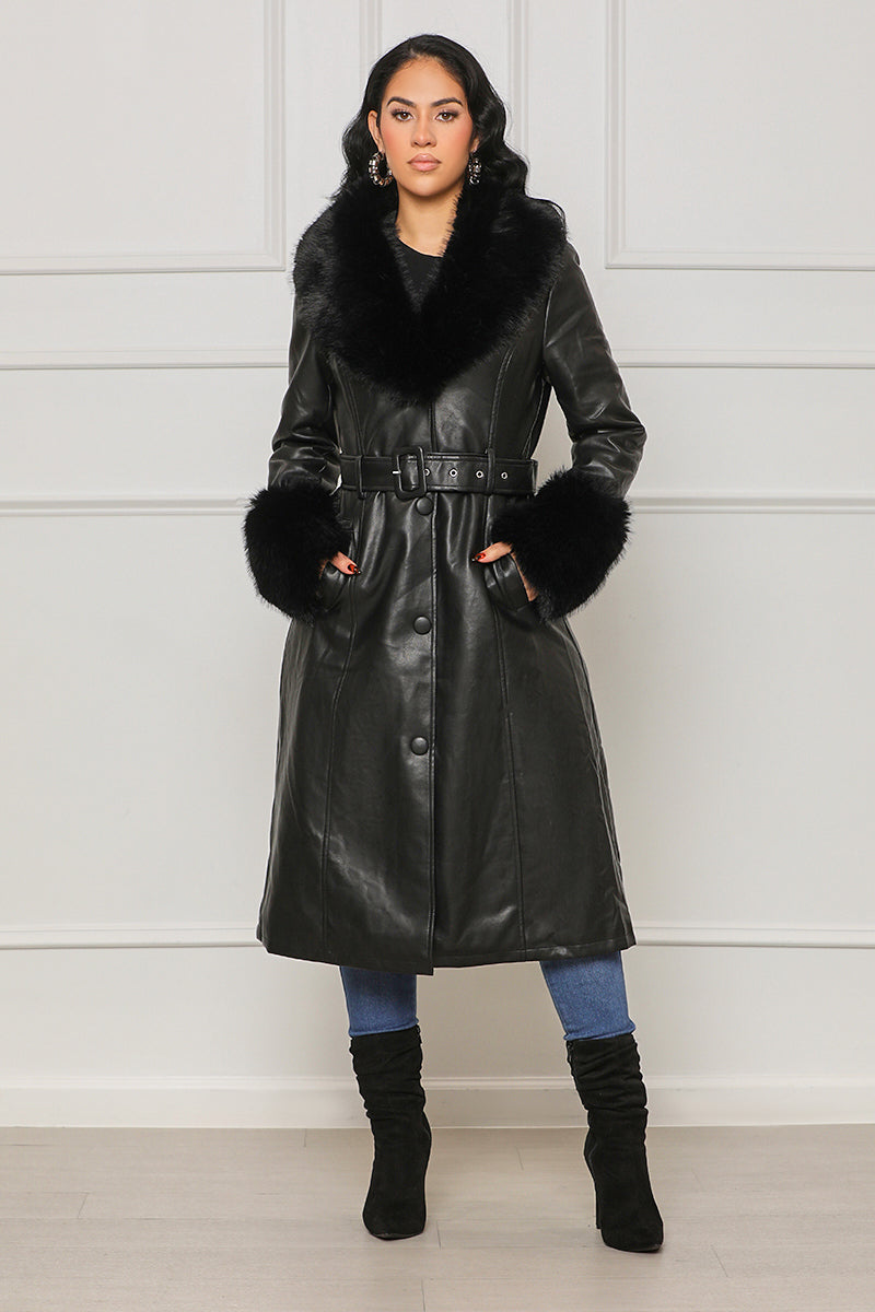 The Material Girl Faux Fur Coat (Black) - Lilly's Kloset