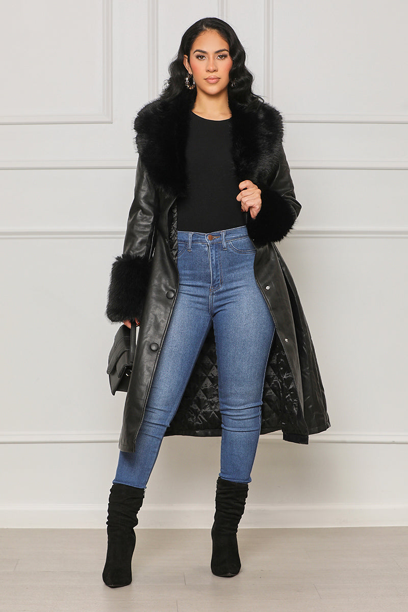 The Material Girl Faux Fur Coat (Black) - Lilly's Kloset