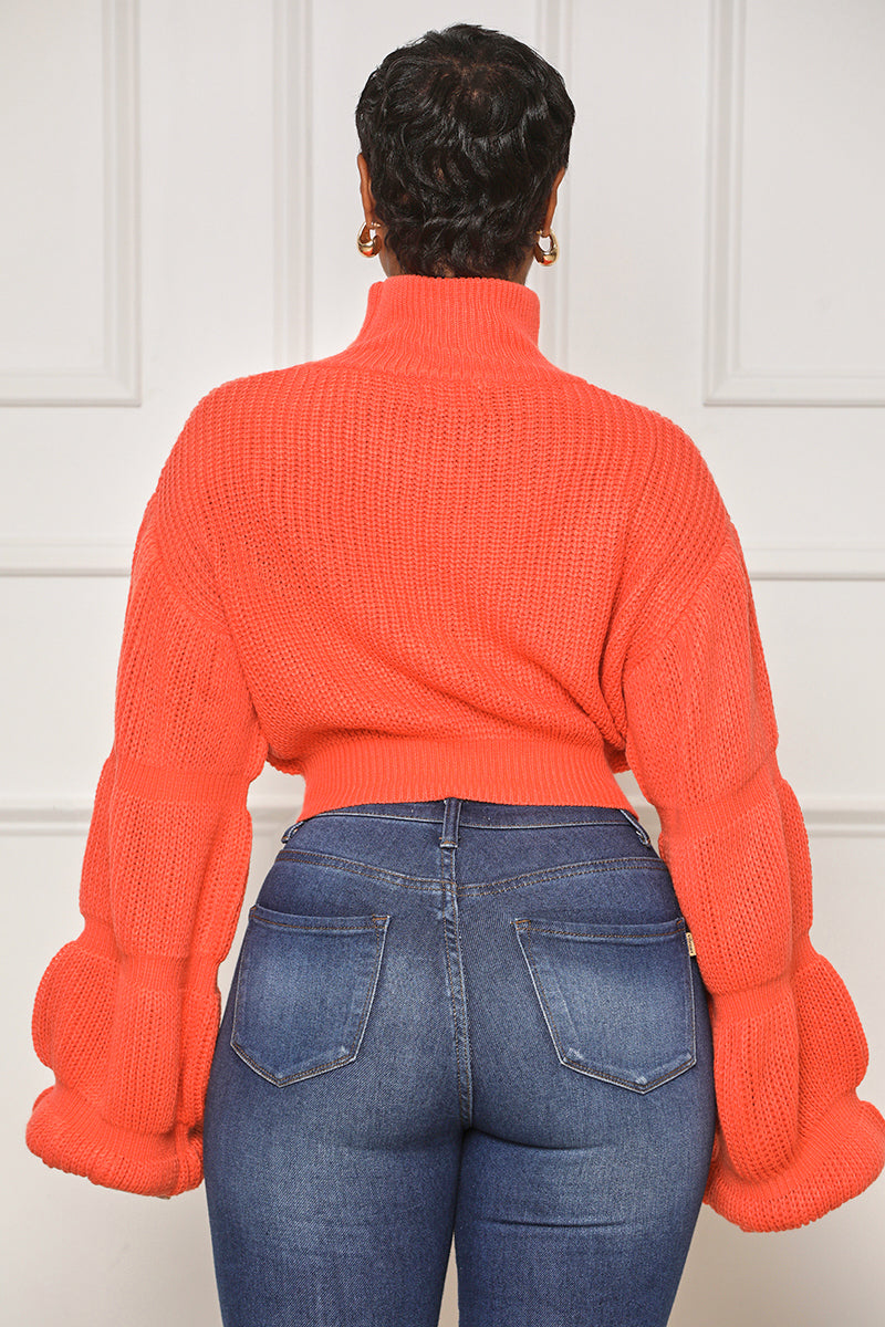 Burst Your Bubble Cropped Sweater (Orange) - Lilly's Kloset
