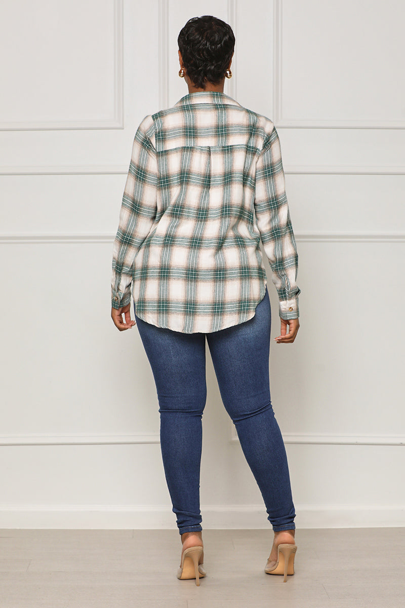 Change Of Plaids Flannel Shirt (Green Multi) - Lilly's Kloset