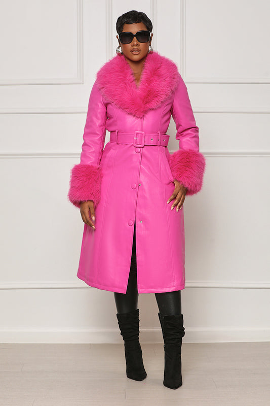 The Material Girl Faux Fur Coat (Pink)