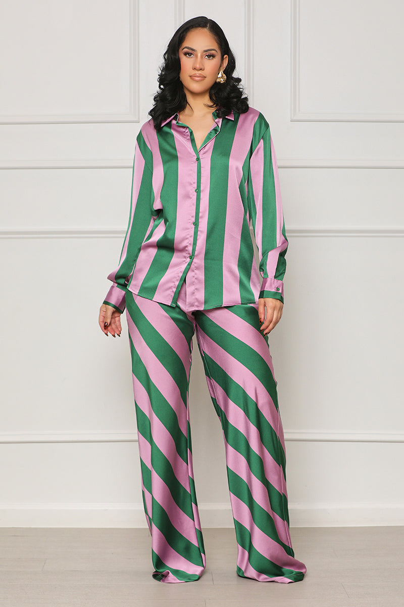 Almost Daily Striped Pants Set (Purple Multi) - Lilly's Kloset