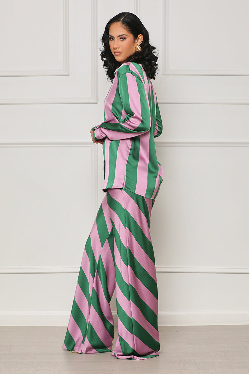 Almost Daily Striped Pants Set (Purple Multi) - Lilly's Kloset