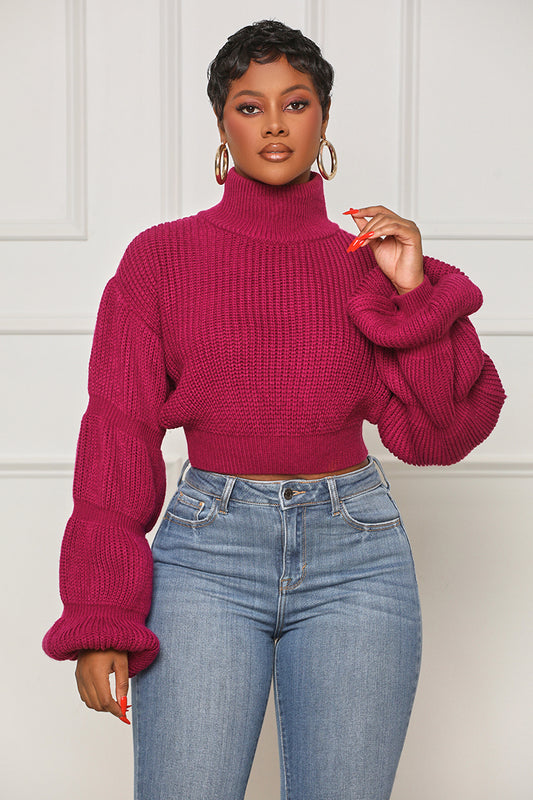 Burst Your Bubble Cropped Sweater (Fuchsia) - Lilly's Kloset