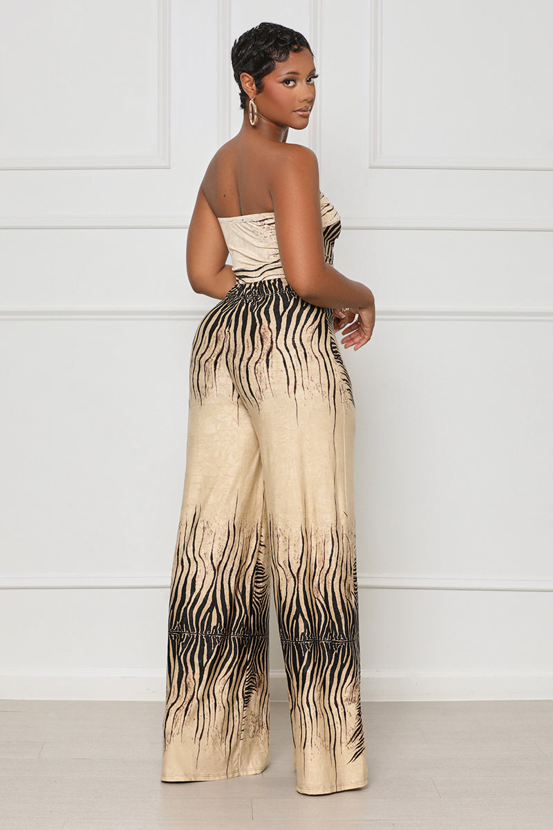 Safari Searchin’ Zebra Print Jumpsuit (Tan Multi) - Lilly's Kloset
