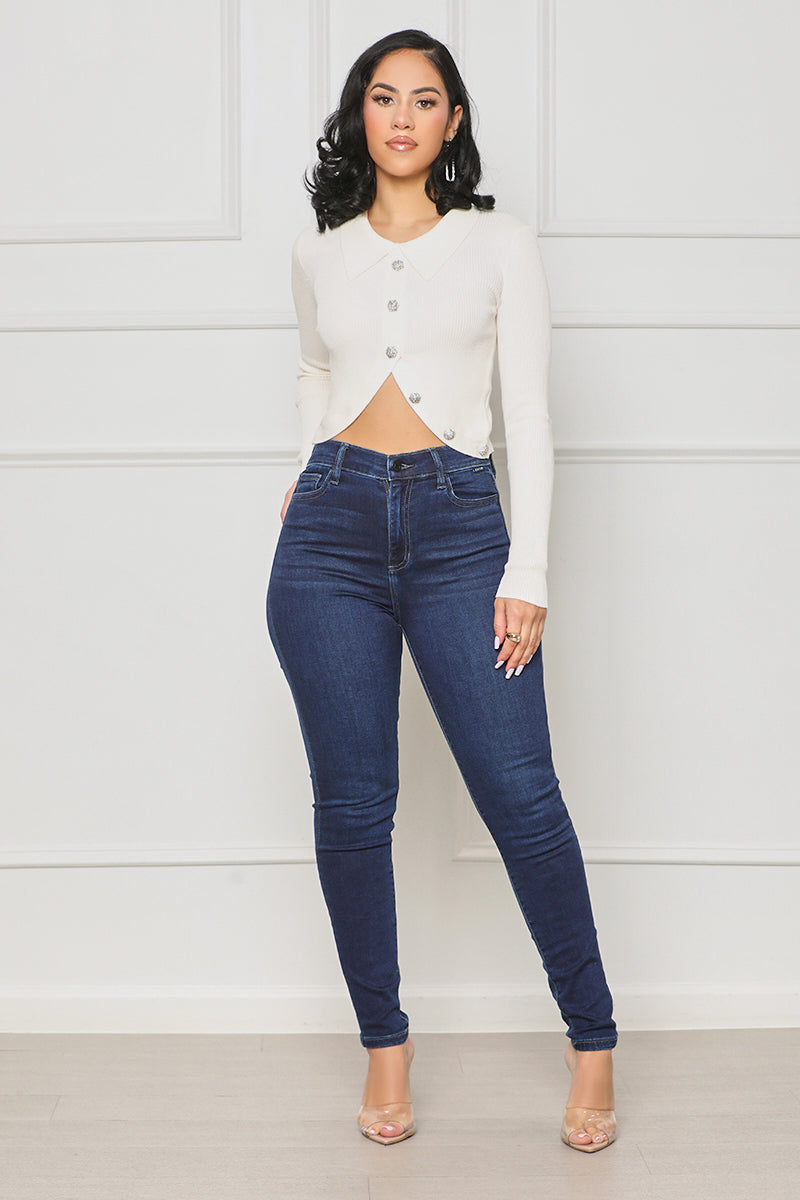 Just Like Magic Ribbed Crop Top (Cream) - Lilly's Kloset