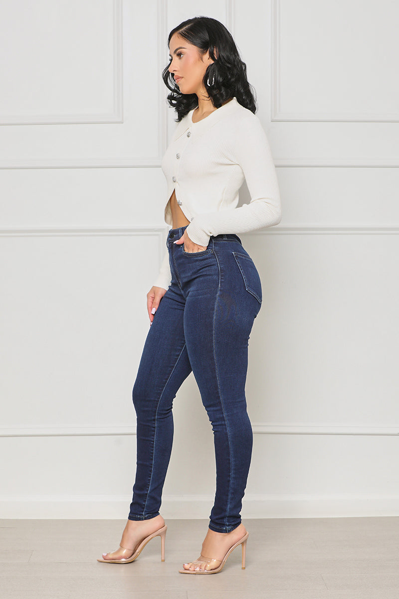 Just Like Magic Ribbed Crop Top (Cream) - Lilly's Kloset