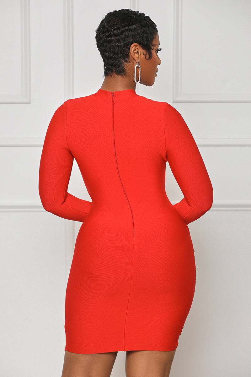 True Desire Embellished Bandage Dress (Red)