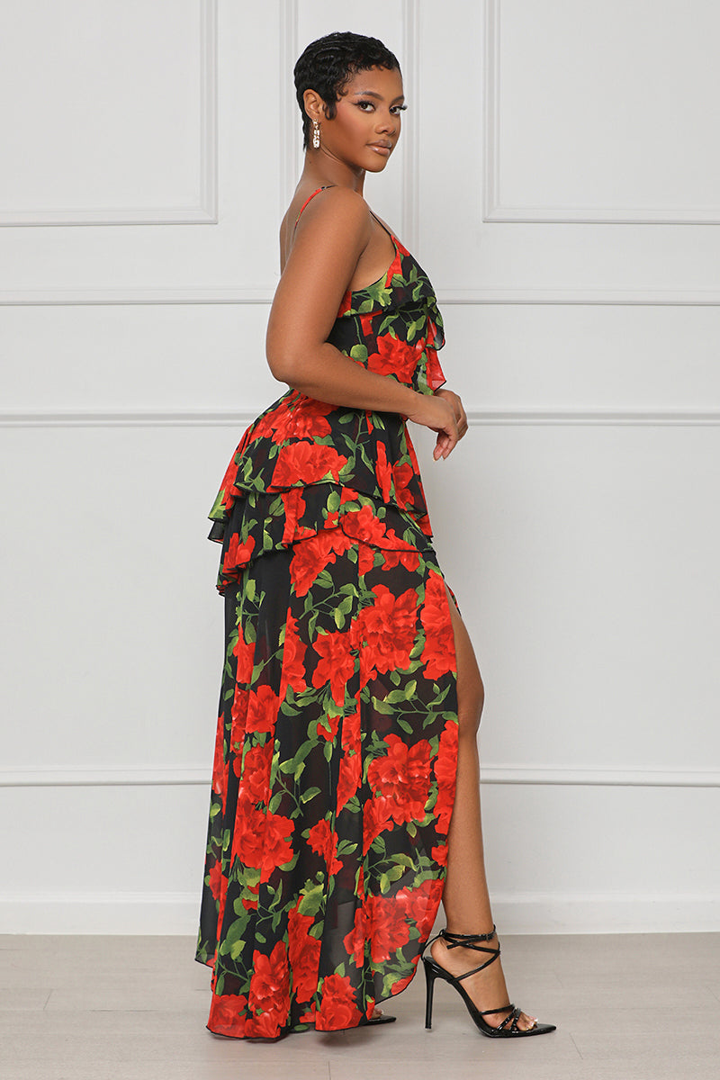 Bed of Roses Floral Maxi Dress (Red Multi)