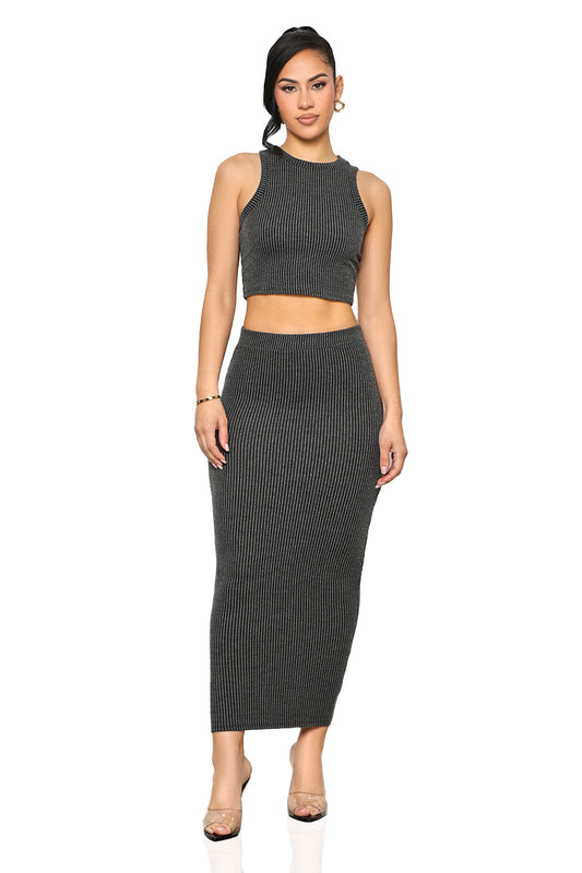 Just Chill Skirt Set (Charcoal)