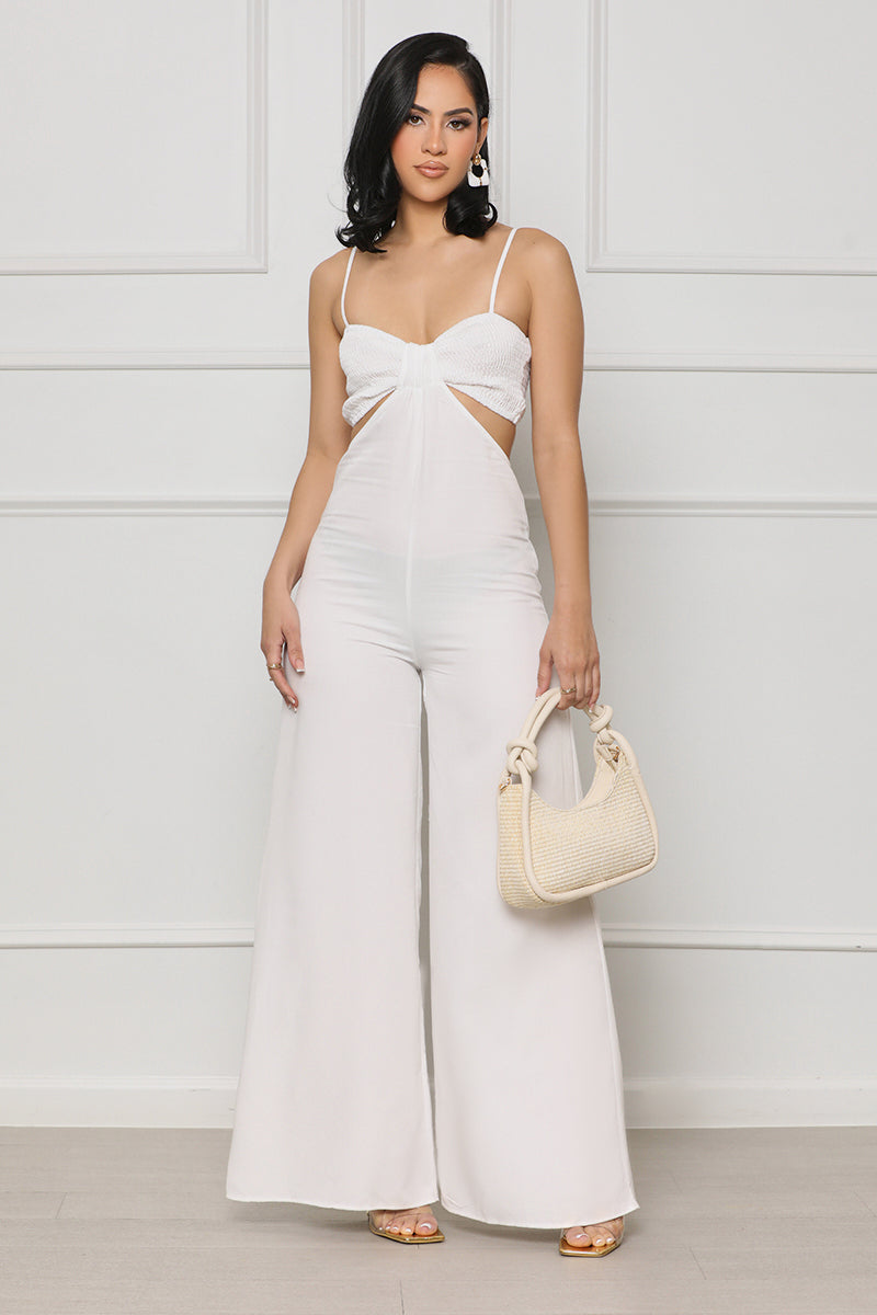 Charmed By You Cut Out Jumpsuit (White) - Lilly's Kloset