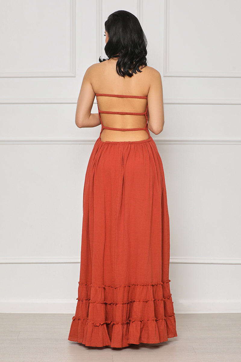 Can't Compare Strapless Maxi Dress (Brown) - Lilly's Kloset