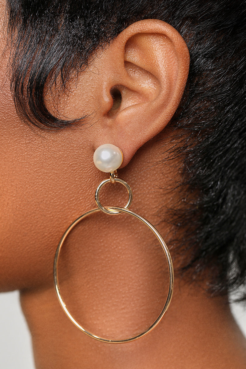 Gold Pearl Hoop Earrings - Lilly's Kloset