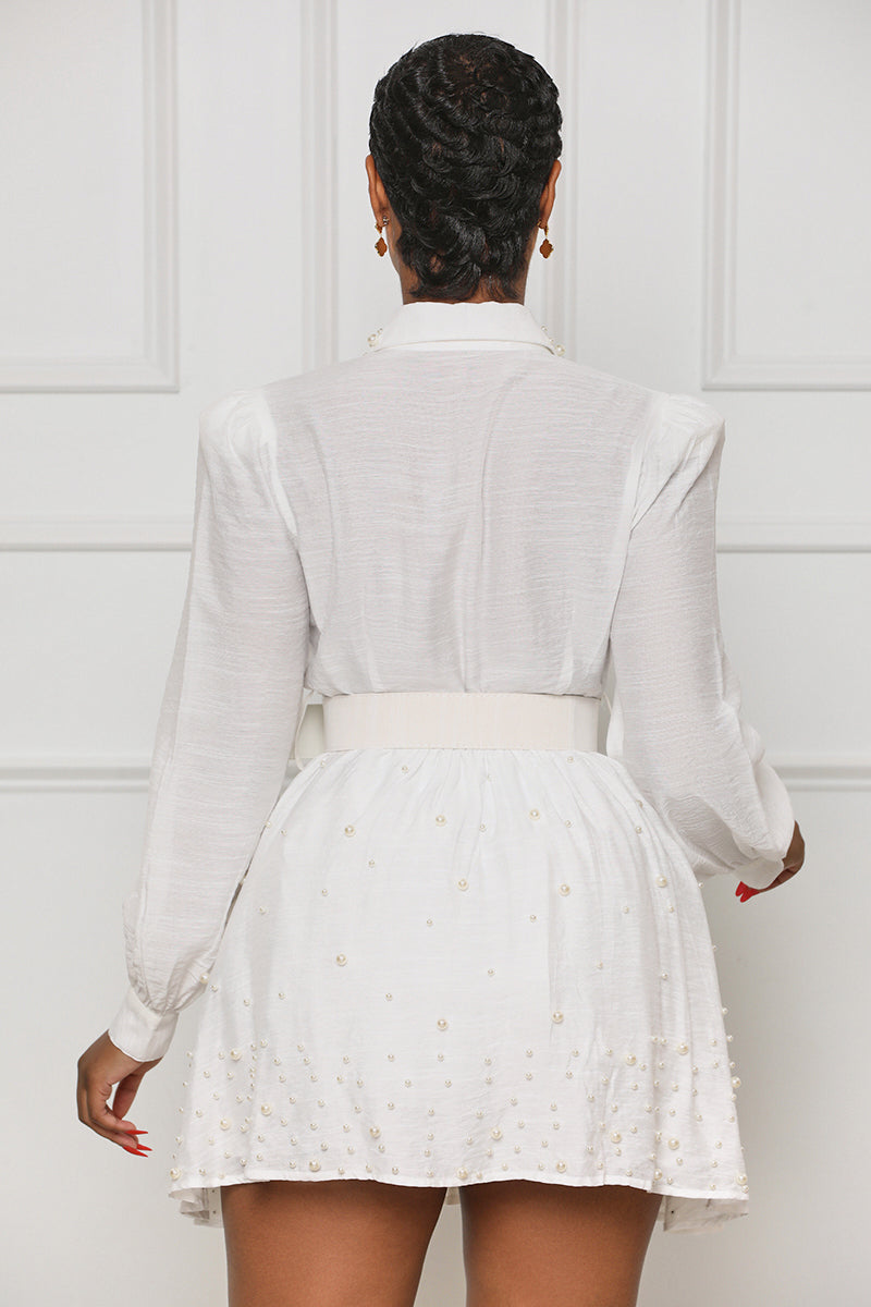 Only Elegance Embellished Mini Dress (White) - Lilly's Kloset