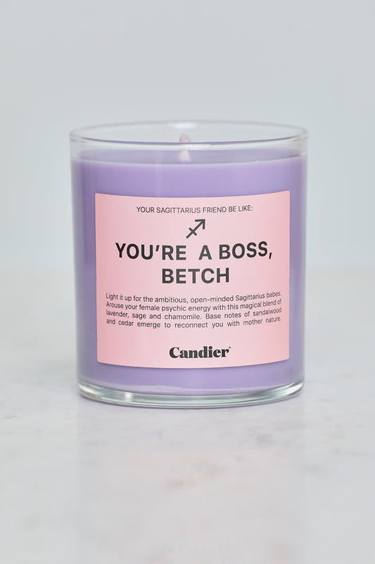 You're A Boss, Betch Sagittarius Candle (Light Purple) - Lilly's Kloset