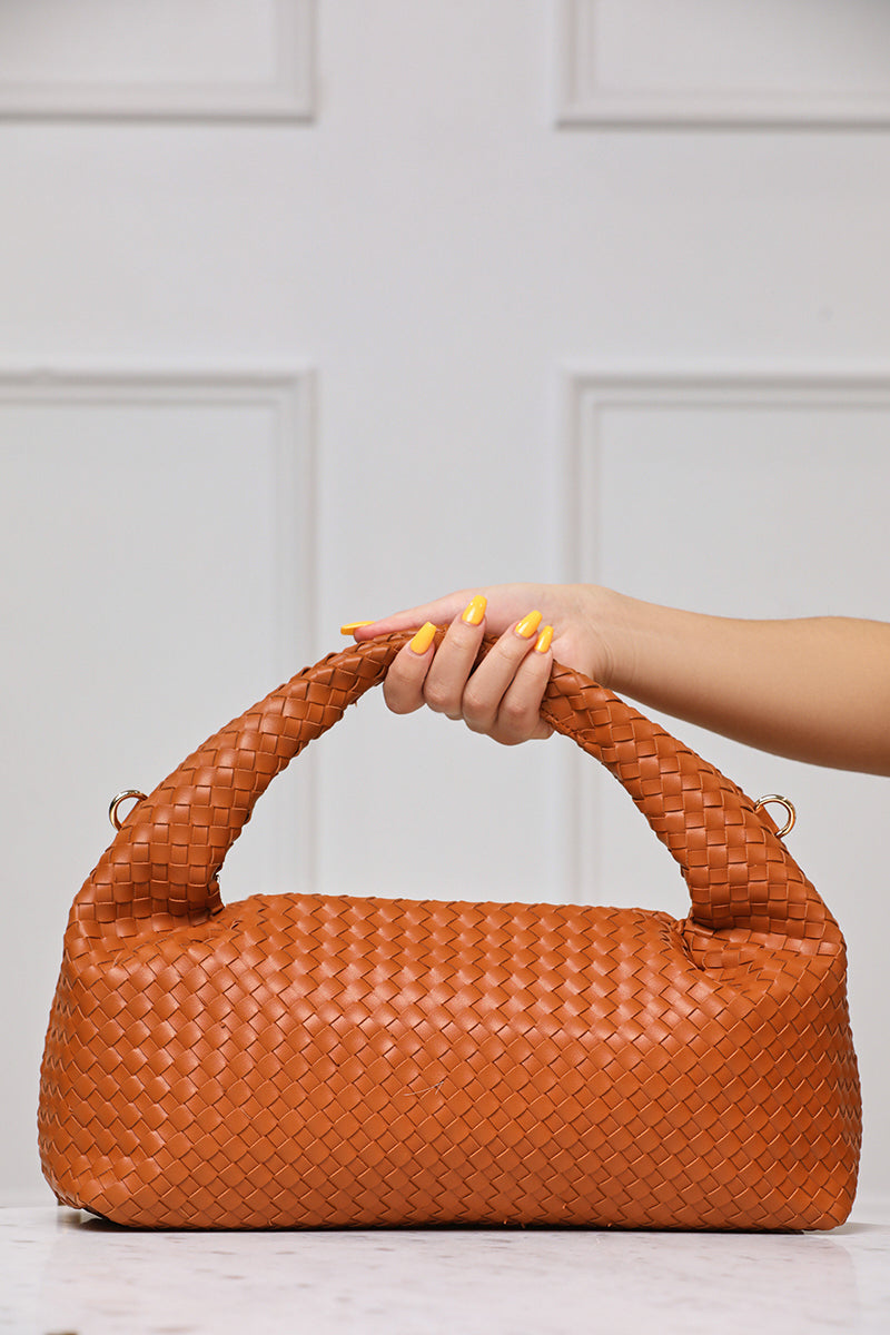 Trudie Woven Purse (Tan) - Lilly's Kloset