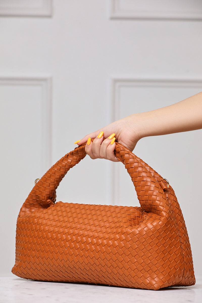 Trudie Woven Purse (Tan) - Lilly's Kloset