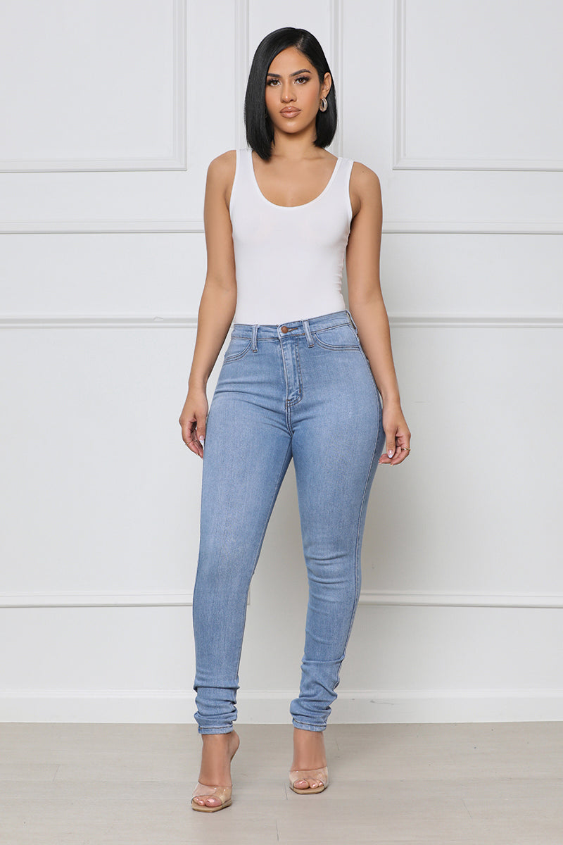 Come To Me Mid Rise Skinny Jeans (Light Wash) - Lilly's Kloset